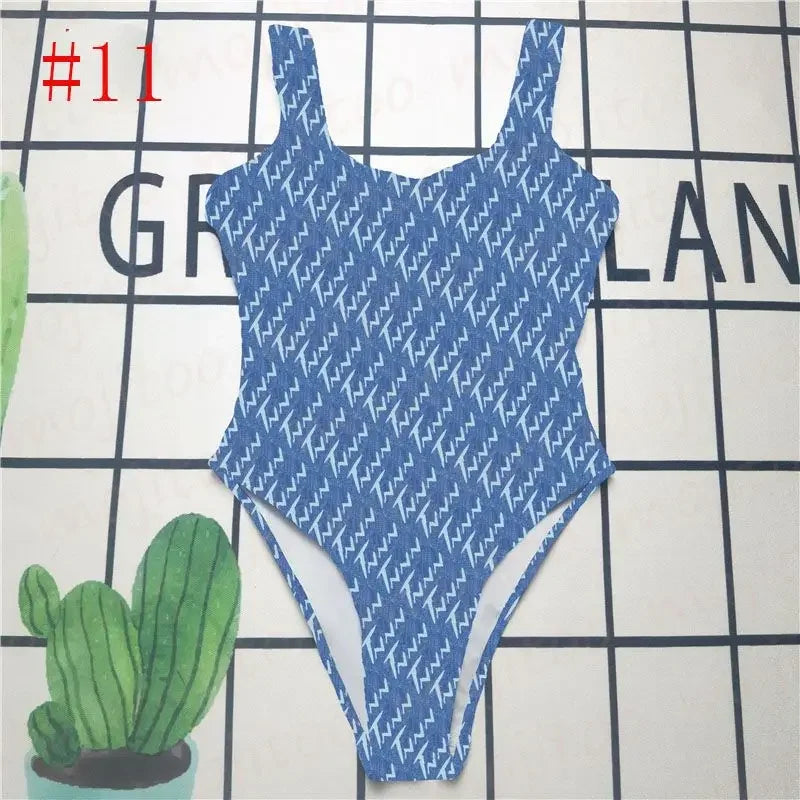 The 2025 high-waisted bikini letter print swimsuit is the latest V-neck swimsuit for women in summer