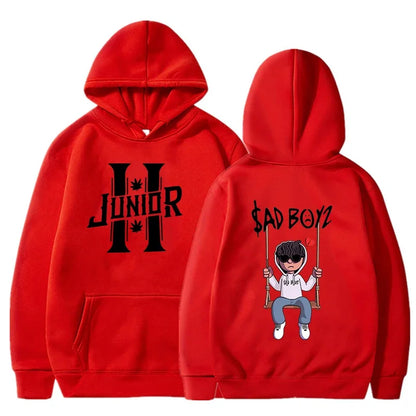 Felpa con cappuccio da uomo primavera 2024 Junior H Sad Boys Harajuku Girls Hip Hop Pullover Elegante Regalo musicale Casual Ampia Comoda Felpa