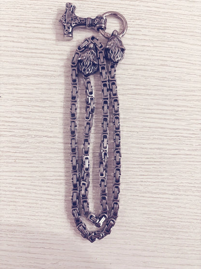 Ciondolo a forma di testa di lupo in acciaio inossidabile, collana da uomo nordica celtica con lupo, accessori runici vichinghi scandinavi, gioielli amuleto norreno