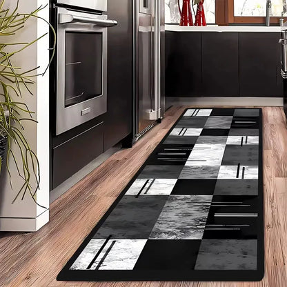 VIKAMA Lussuoso tappeto passatoia tropicale nero e oro, morbido tappeto per corridoio, tappeto lungo con motivo a foglie di palma e geometrico, decorazione per l'ingresso.