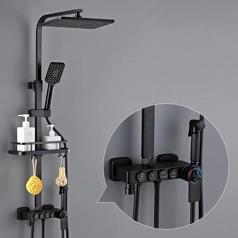 Piano Digital Display Thermostatic Bathroom Shower Set Hot Cold Brass Bathroom Faucets Accessories Digital Piano Shower System