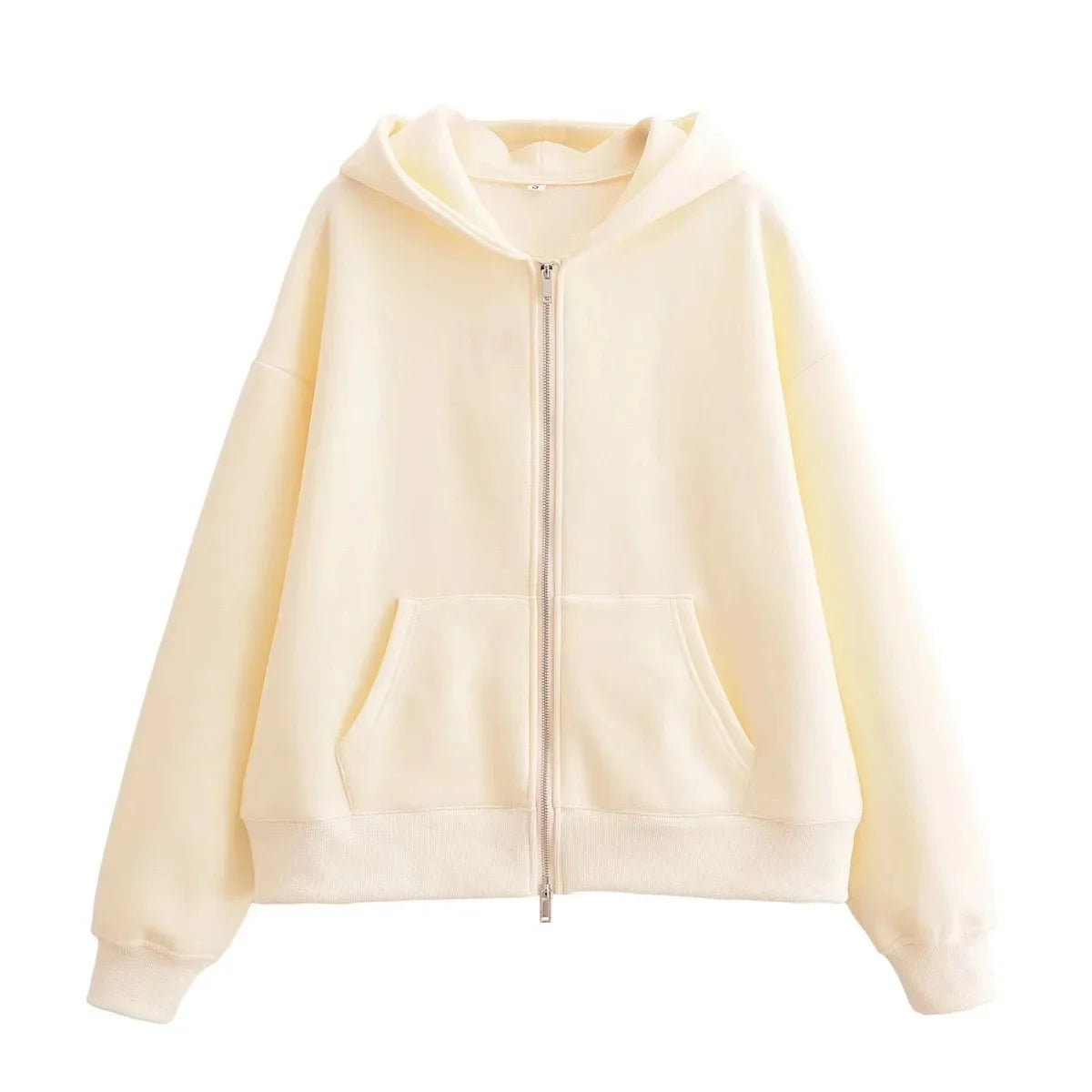 Completo da donna con felpa con cappuccio e cerniera, giacca e pantaloni a gamba dritta, in morbido misto cotone, importato dalla Cina
