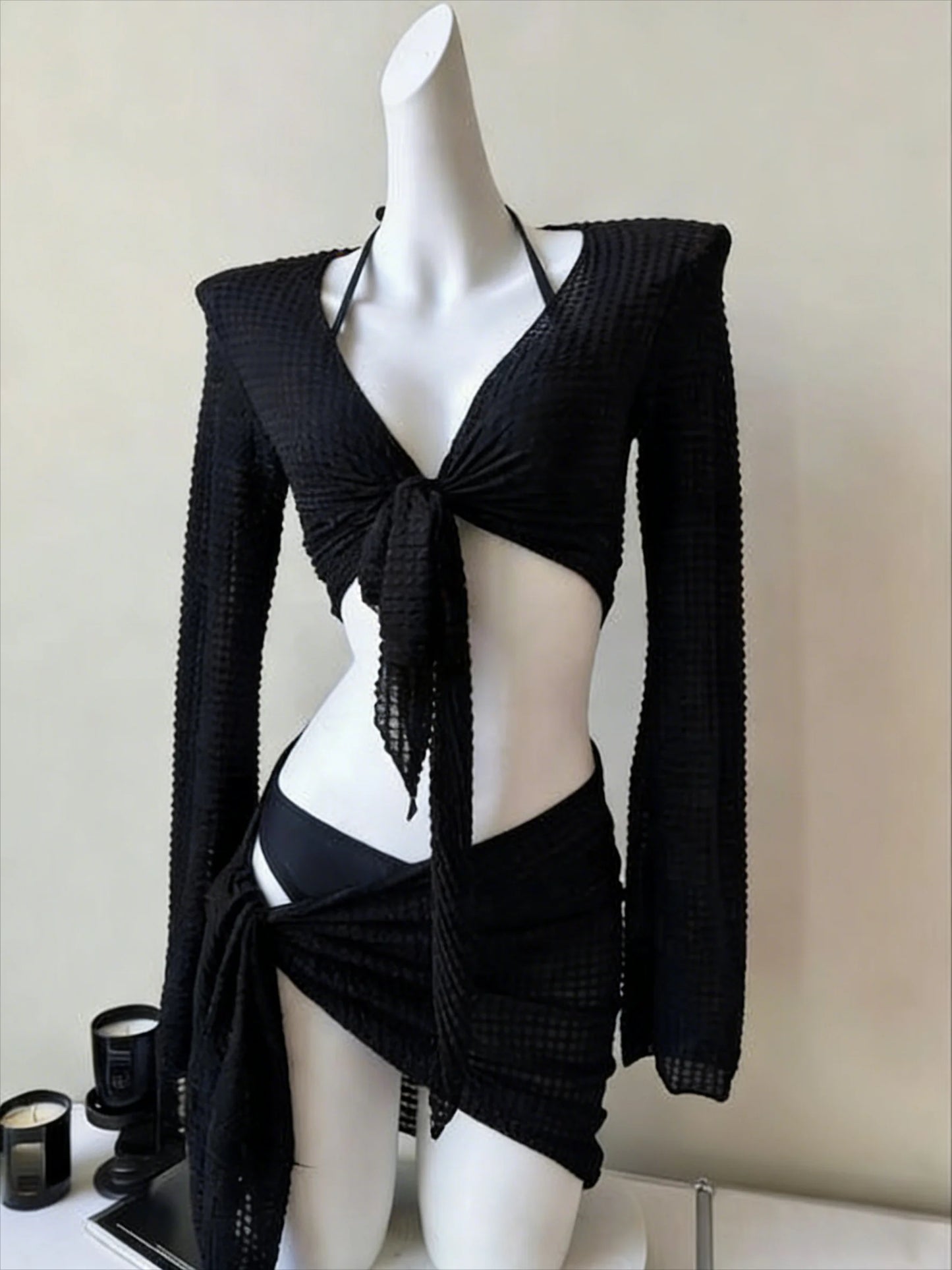 2026 New High Waist Fairy Sweet 4-Piece Women's Split Bikini Set - Print Trendy Swimwear Beach Vacation Summer Party Fashion