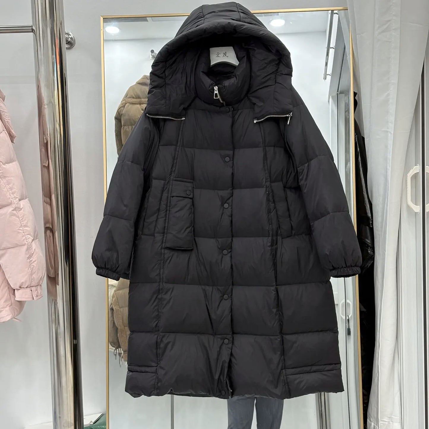 Winter Thicken Long Hooded Down Jacket Women White Duck Down Parker Knee Length Jackets Female Warm Zipper Waterproof Outwears