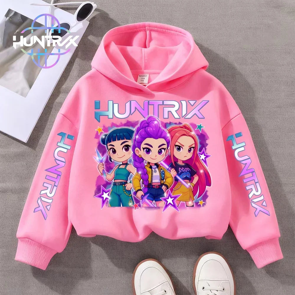 Felpa con cappuccio KPop Demon Hunters per bambini dai 3 ai 14 anni, con grafica Derpy, calda felpa autunnale