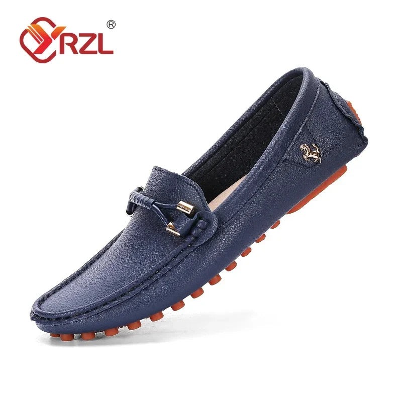 Mocassini YRZL da uomo, scarpe casual in pelle, mocassini traspiranti slip-on, colore rosso vino, taglia grande 48, scarpe da guida da uomo