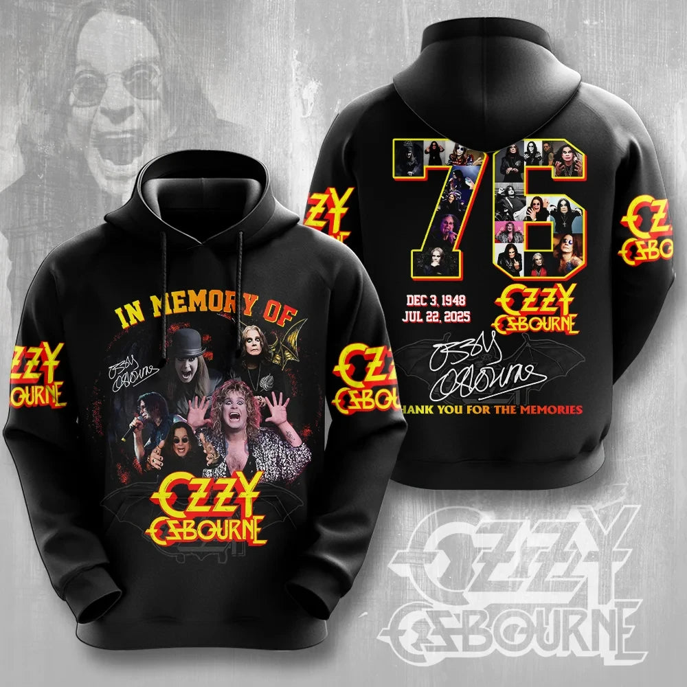 Felpa con cappuccio con stampa 3D del gruppo rock Ozzy Osbourne, uomo e donna, alla moda, oversize, abbigliamento per adulti, cappotto per fan, felpa con cappuccio da uomo Y2k