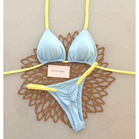 Micro bikini 2025, costumi da bagno push-up da donna, costumi da bagno sexy, bikini brasiliano, perizoma, bikini tinta unita, abbigliamento estivo da spiaggia.