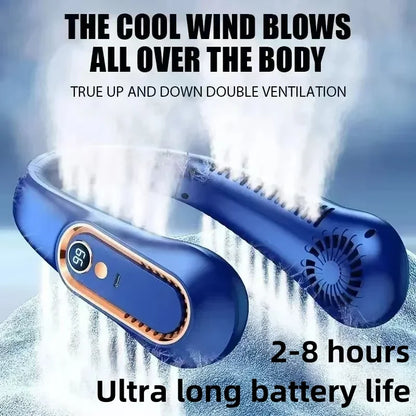 Ventilatore da collo portatile Xiaomi da 8000 mAh con USB, senza pale, mini ricaricabile, silenzioso, con display digitale a LED, raffreddatore d'aria elettrico portatile.
