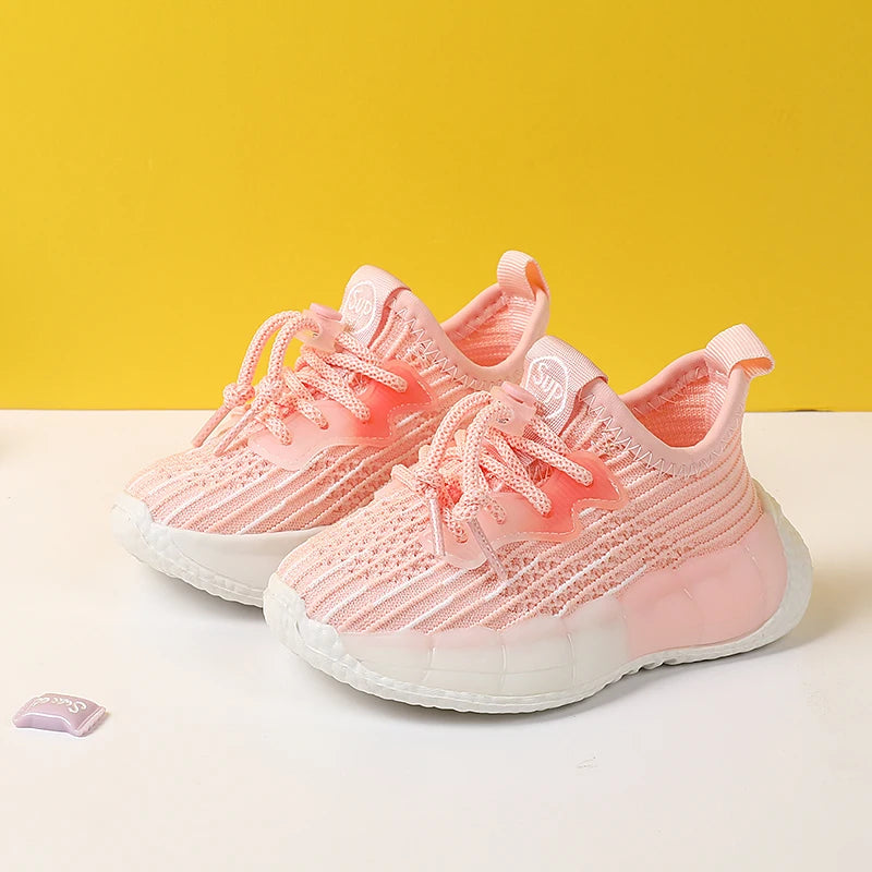 2024 Nuove scarpe primaverili per bambini, suola leggera, traspiranti, scarpe sportive per bambini, morbide, da esterno, da tennis, alla moda, per bambine e bambini, sneakers 15-25