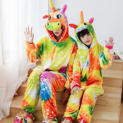 Set di pigiami Kigurumi per bambini e bambine, pigiami panda unicorno per donne, pigiami pigiama tutina gatto per adulti, pigiami invernali caldi per bambini