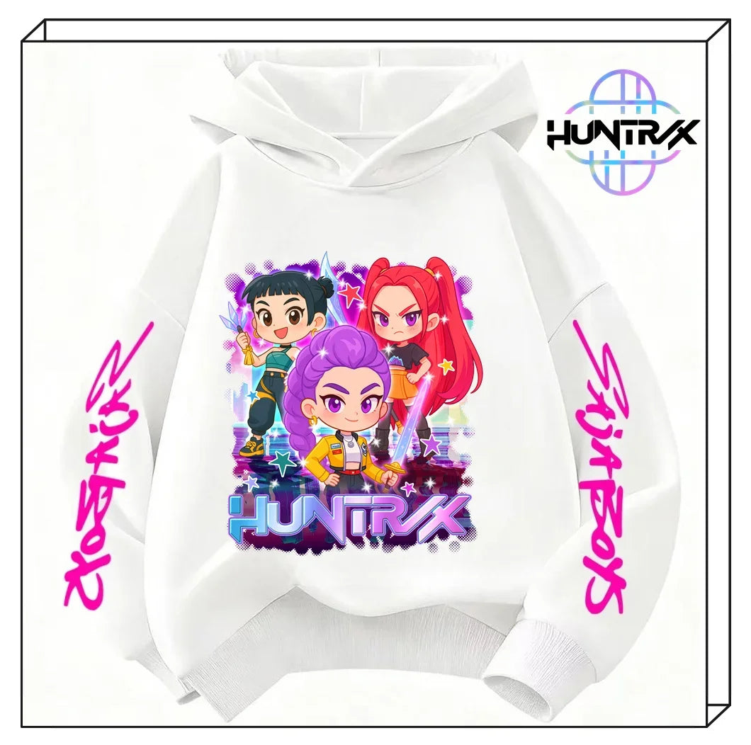 Felpa con cappuccio KPop Demon Hunters per bambini dai 3 ai 14 anni, con grafica Derpy, calda felpa autunnale