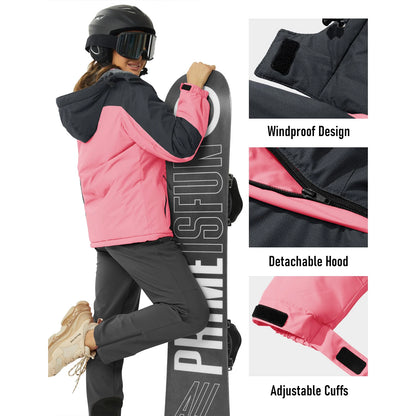 MAGCOMSEN Womens Ski Jacket Winter Warm Fleece Parka Windproof Rain Snowproof Thermal Heavy Coat Hiking Ladies Snowboard Anorak