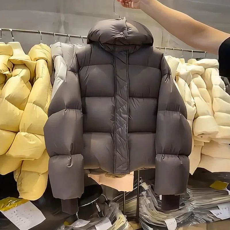 New Winter Puffer Jacket Women Fashion Hooded Down Cotton Overcoat Female Loose Casual Warm Parkas Outerwear