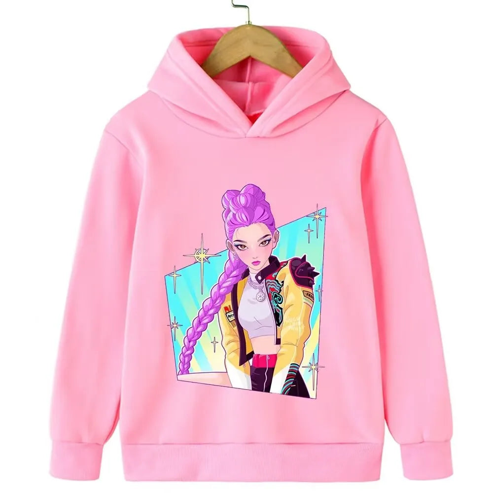 Felpa con cappuccio Kpop cacciatore di streghe per bambini, ragazze, ragazzi, primavera-autunno, giacca dojo originale street, autunno-inverno
