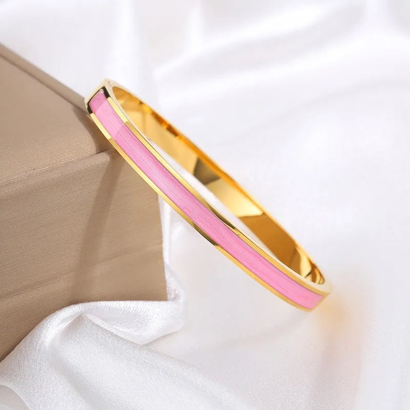 ZAKOL Set di 5 braccialetti impilabili con ciondoli in acciaio inossidabile e cristalli rosa intarsiati con zirconi rosa, gioielli alla moda che non sbiadiscono, regalo.