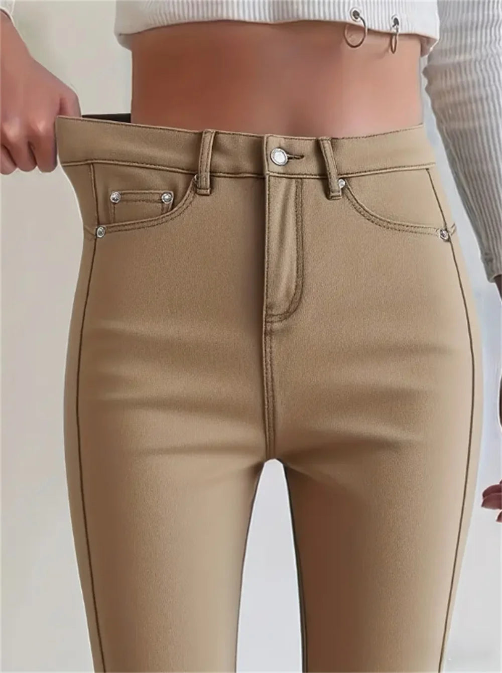 Women Slim Fit Stretch Jeans - 9/10 Length Ankle-Length Colorful Comfort Stretch Fabric  Pants Elastic Waist Casual Office Comfy