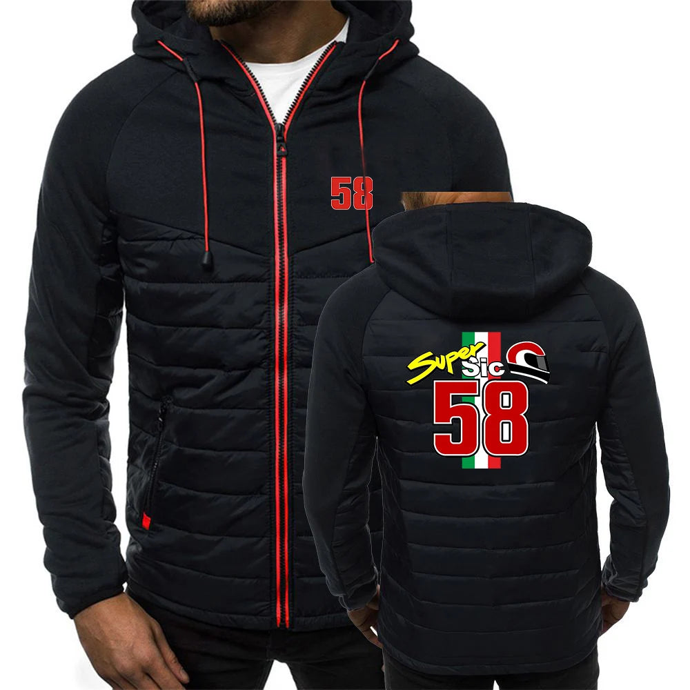 Felpe alla moda di tendenza 2025 Primavera e Autunno Giacca da uomo di design popolare Marco Simoncelli Super Sic 58 Logo Print Coat