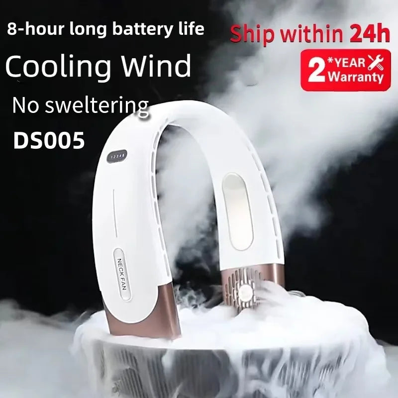 Ventilatore da collo portatile Xiaomi da 8000 mAh con USB, senza pale, mini ricaricabile, silenzioso, con display digitale a LED, raffreddatore d'aria elettrico portatile.