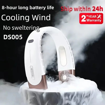 Ventilatore da collo portatile Xiaomi da 8000 mAh con USB, senza pale, mini ricaricabile, silenzioso, con display digitale a LED, raffreddatore d'aria elettrico portatile.