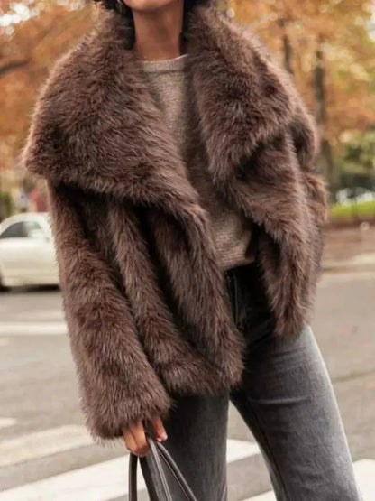 Fashion Fur Women's Jackets Long Sleeve Turn-down Collar Loose  Female Coats 2025 Winter Thicken Warm Luxurious  Femlae Outwears
