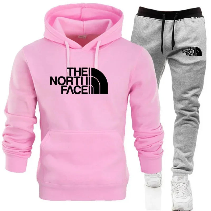 Men's and women's spring and autumn long sleeve fitness jogging sportswear set fashion casual pullover + elastic pants 2 sets
