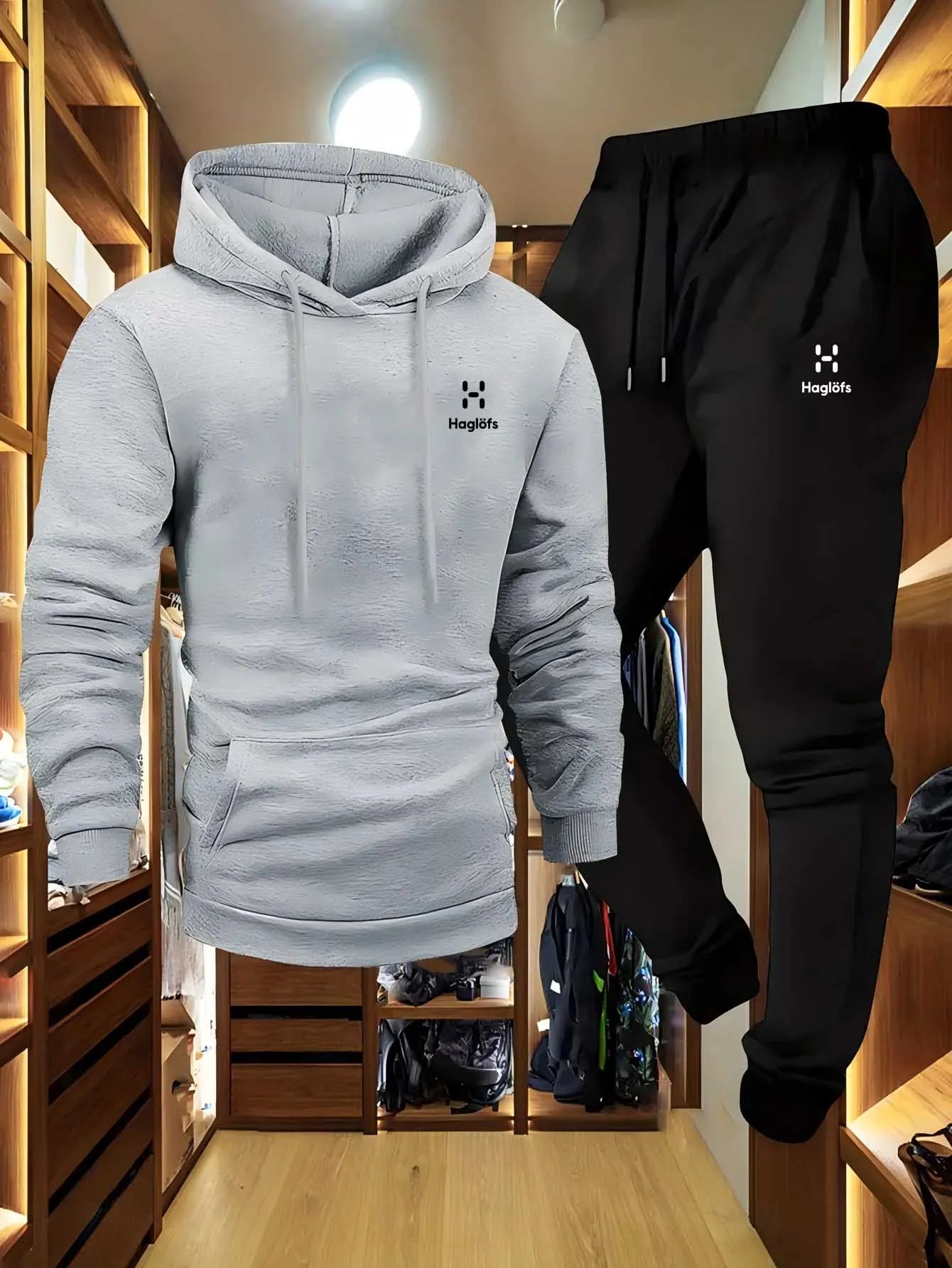2025 comfortable and breathable men's autumn and winter casual two-piece set hooded sweatshirt long pants regular outdoor