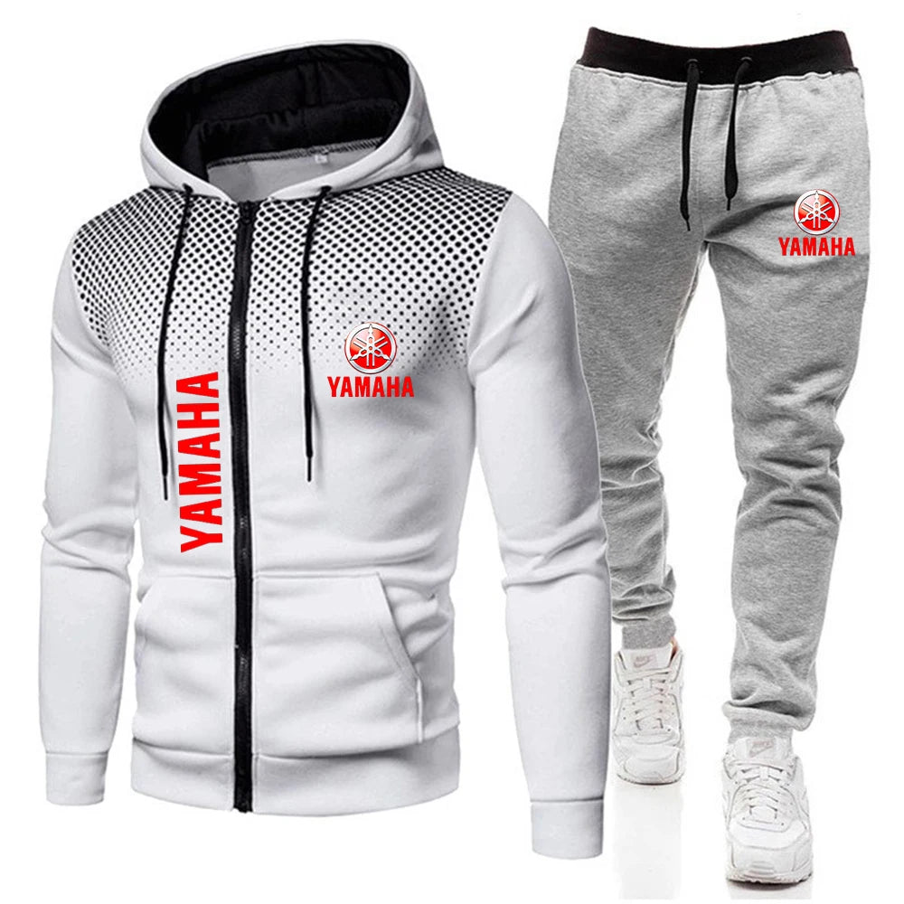 The popular Yamaha logo two-piece men's sportswear for 2025, running clothes, sportswear, hooded sweatshirt, zipper sweatshirt,