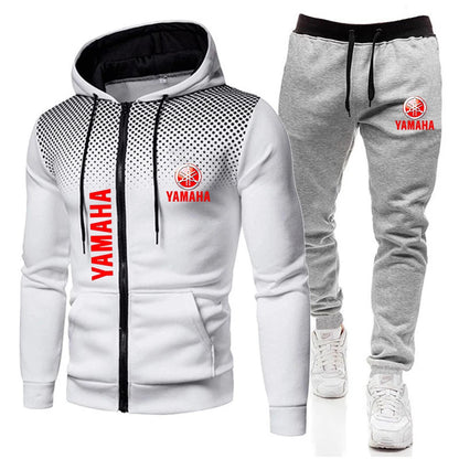 The popular Yamaha logo two-piece men's sportswear for 2025, running clothes, sportswear, hooded sweatshirt, zipper sweatshirt,