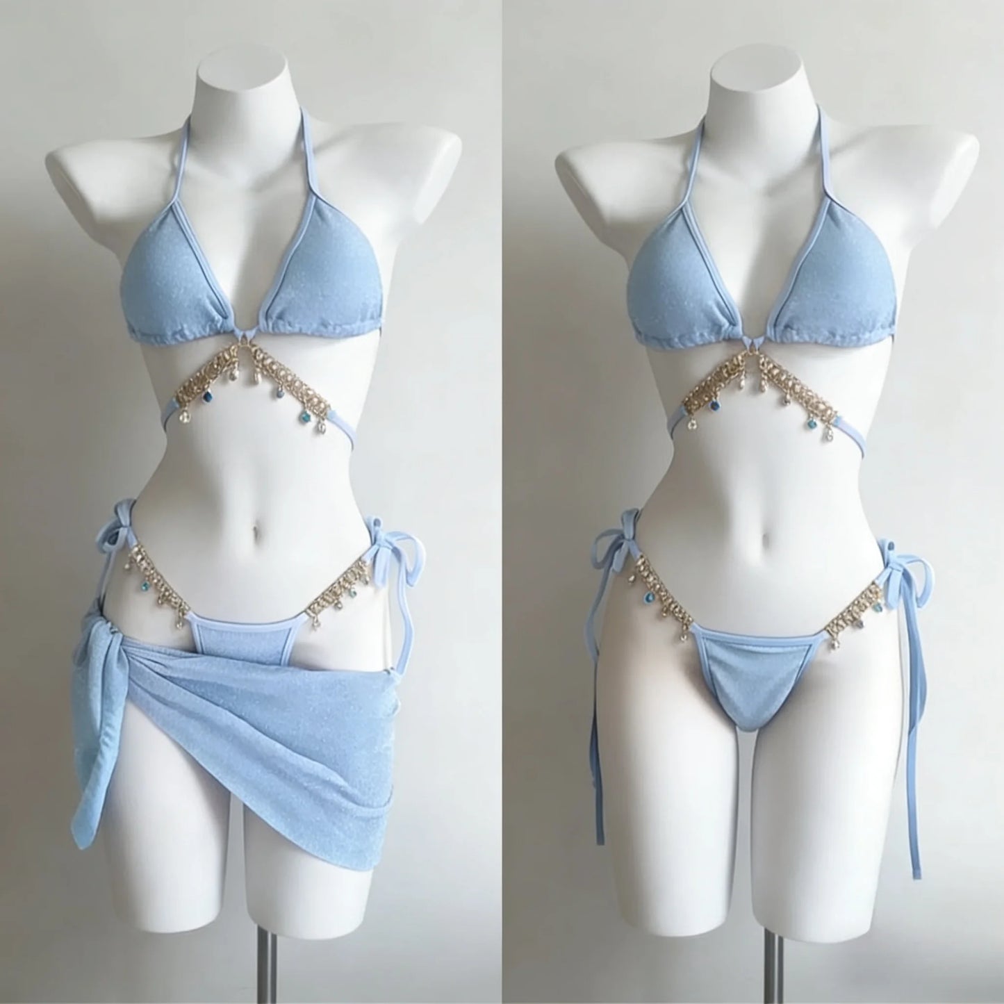 Nuovo bikini a 4 pezzi da donna a vita alta, modello Fairy Sweet, 2026 - Stampa alla moda, ideale per vacanze al mare, feste estive e molto altro.