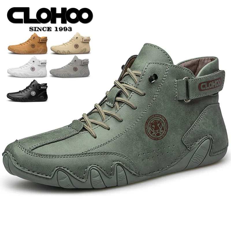 CLOHOO Scarpe da ginnastica da uomo in pelle PU con lacci, nere, casual, da passeggio, leggere, comode e traspiranti, marroni, da uomo