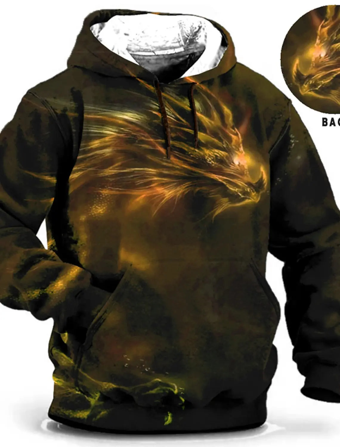 Felpa con cappuccio da uomo con stampa grafica di drago per il Capodanno cinese, stampa animalier, classica casual, pullover 3D, streetwear, maniche lunghe.