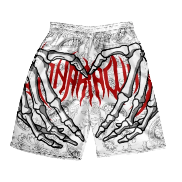 Pantaloncini da spiaggia classici estivi 2024 con teschio, nuovi modelli alla moda con stampa di mano scheletrica, pantaloncini da palestra per uomo e donna, ad asciugatura rapida, pantaloncini da ghiaccio.