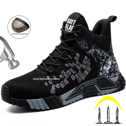 Moda 2024 Stivali da lavoro antinfortunistici da uomo Anti-schiacciamento Anti-perforazione Scarpe da lavoro alte antinfortunistiche Stivali da lavoro indistruttibili da uomo