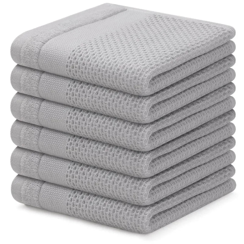 Homaxy Kitchen Cotton Towels Honeycomb Breathable 100% Cotton Dish Cloths Reusable Absorbent Household Washable Cleaning Cloths