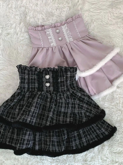 Abiti da Lolita Kawaii per ragazze giapponesi, camicette con fiocco in maglia e gonne a vita alta, nuovi adorabili set da 2 pezzi Harajuku invernali