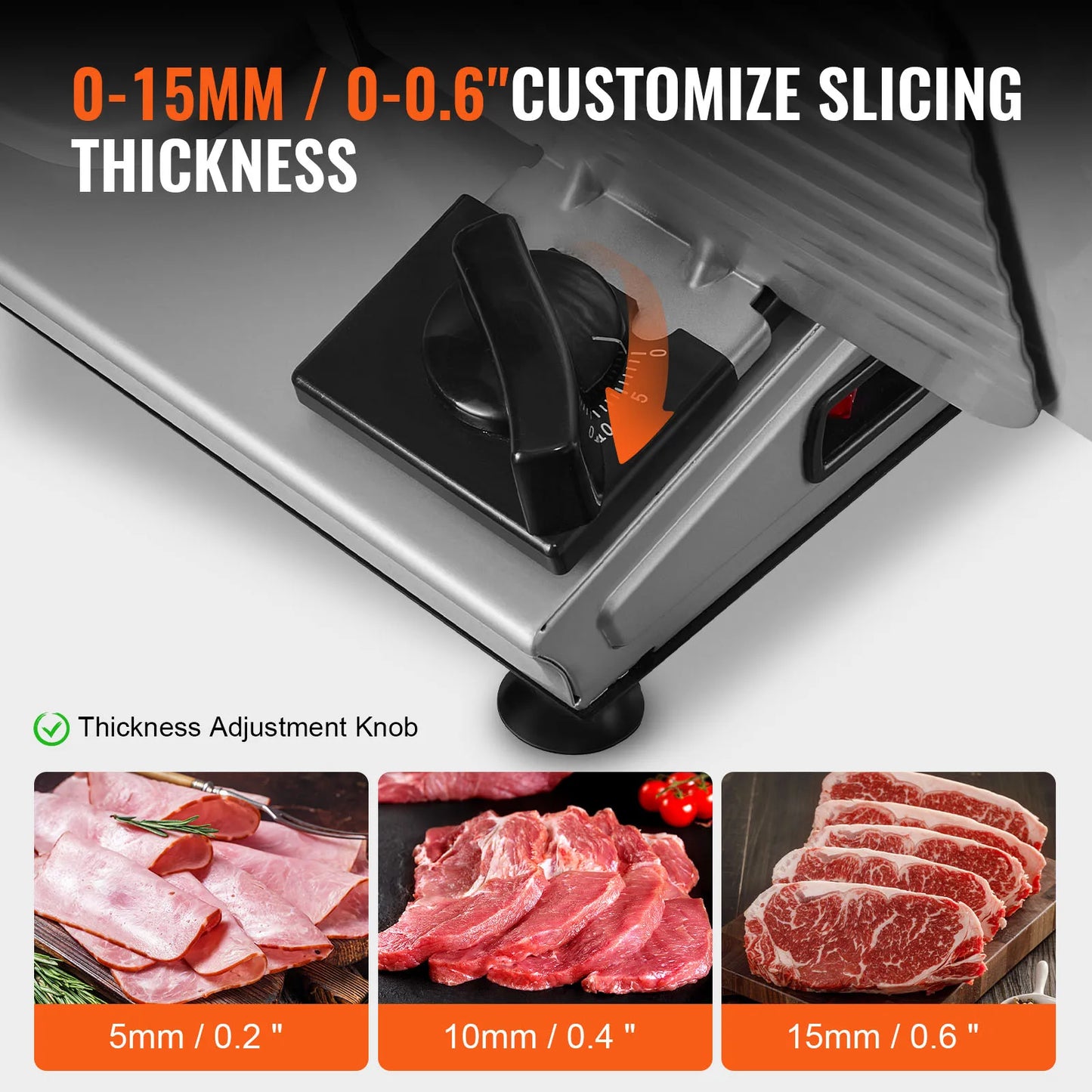 Affettatrice elettrica SucceBuy per carne e alimenti, con lama e protezione in acciaio inox SUS 420, spessore regolabile, per uso domestico.
