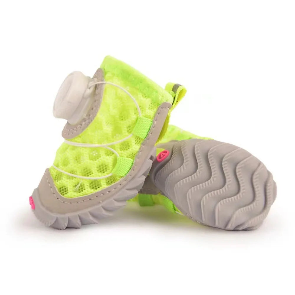 4pcs/set Pet Paw Accessories Breathable Dog Mesh Shoes Reflective Anti-slip Dog Footwear Soft Sole Thin Pet Boots Small Dogs