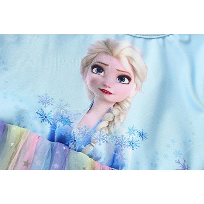 Nuovo vestito da principessa per bambine, vestito a maniche lunghe per feste, vestito di Elsa di Frozen, vestito per bambini primavera autunno 2-9 anni