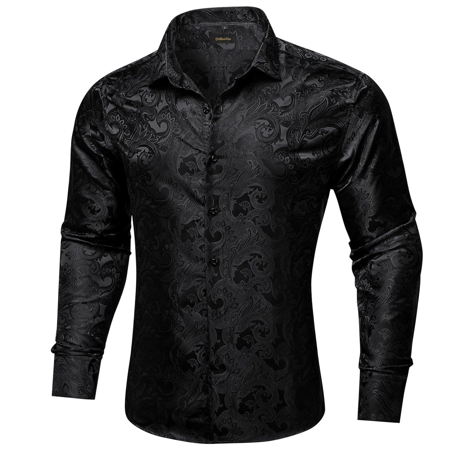 Camicie da uomo a maniche lunghe in seta e poliestere, camicie eleganti di lusso, camicie da smoking con colletto rovesciato e motivo paisley, abbigliamento da uomo