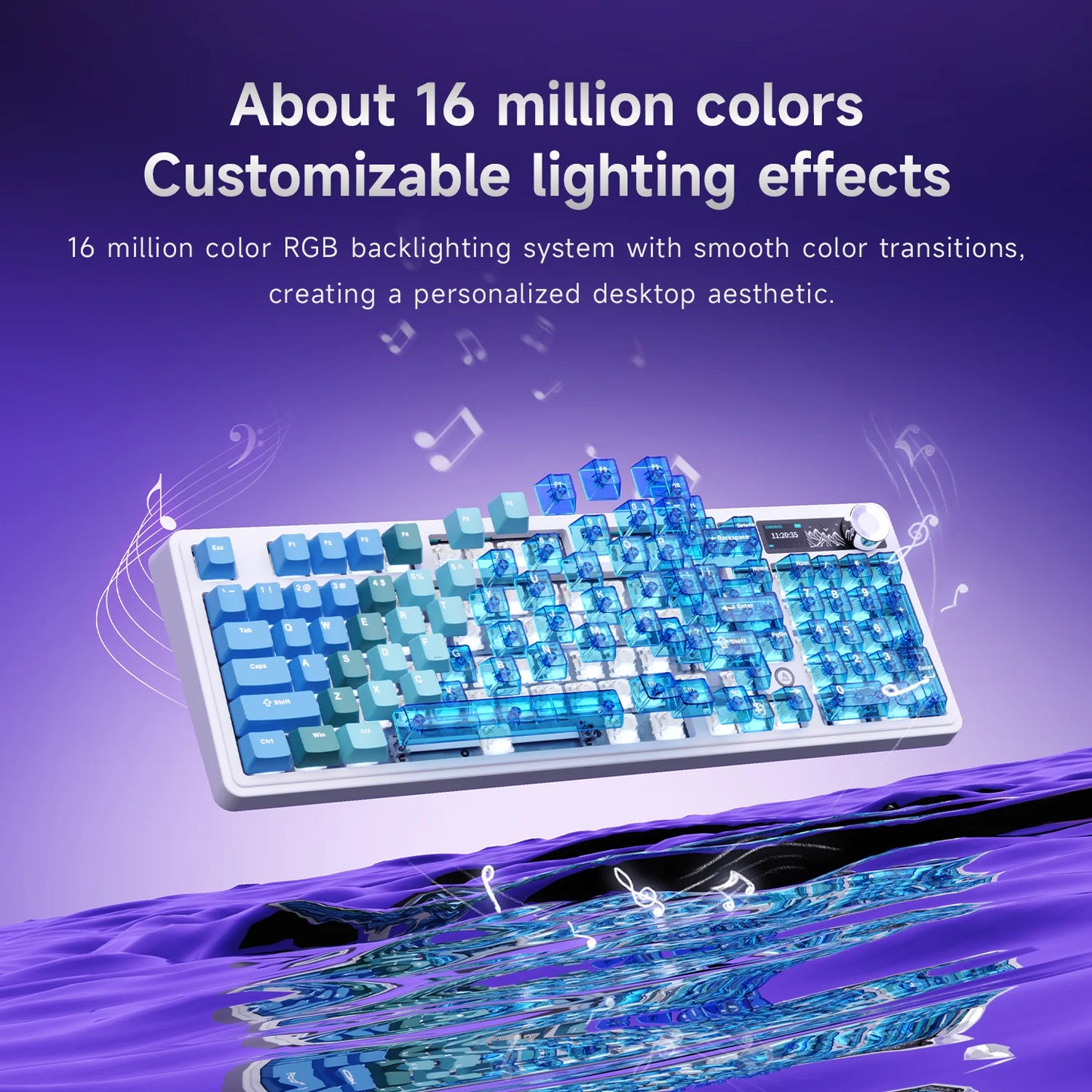 Tastiera da gioco AJAZZ AK980V2 Pro con batteria da 10000 mAh, doppia frequenza di polling 8K, tri-mode cablata/Bluetooth/2.4G e schermo a colori.