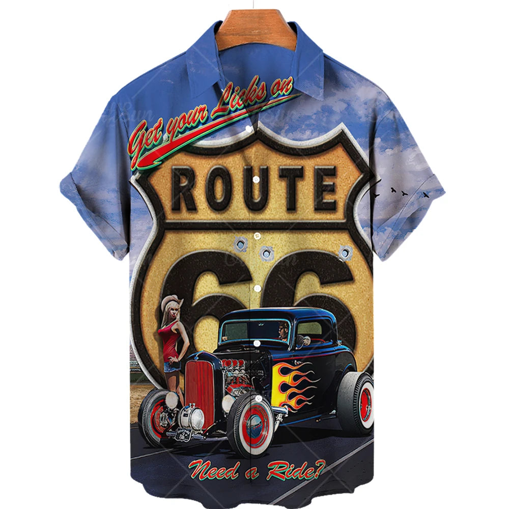 Maglietta da uomo Route 66 Biker 3D per ragazze motocicliste Maglietta Route 66 per uomo Maglietta oversize a maniche corte americana da uomo Maglietta da viaggio