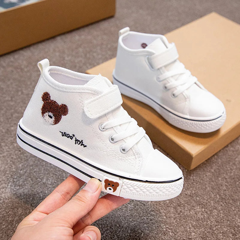 Scarpe da ginnastica alte in tela per bambini e bambine, scarpe casual traspiranti per bambini e bambine, scarpe con suola morbida per studenti e bambini.