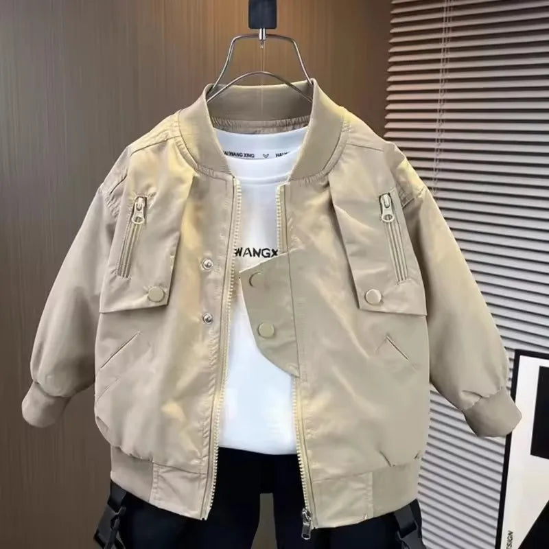 Giacche da baseball per ragazzi, abbigliamento per bambini, primavera autunno, cappotti con cerniera, tinta unita, antivento, capispalla, 2-10 anni