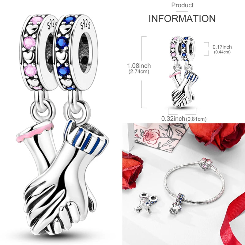 Anello romantico in argento sterling 925 con rosa, ideale per coppie, perfetto come proposta di matrimonio o per San Valentino. Ciondoli e perline adatti a collane e bracciali, perfetti per creare gioielli fai da te e regali.