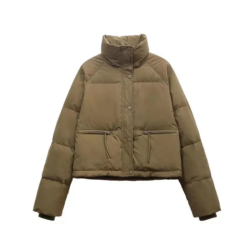 2023 Spring and Autumn New Korean Edition Standing Collar Breadmaker Women's Short Casual Lightweight Sastans Coat Slim Coat Tre