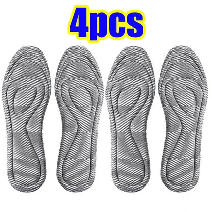 4 solette ortopediche in memory foam per scarpe da uomo e da donna, nano antibatteriche, deodoranti, assorbenti del sudore, ammortizzanti per la corsa.