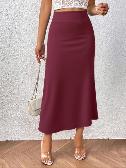 Versatile Midi Skirt High Waisted Flared Design Smooth Texture Suitable for Spring Gardens Summer Markets Autumn Walks