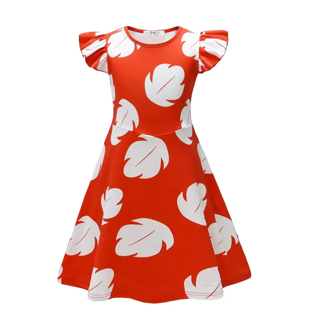 Vestito da Lilo per bambina, costume hawaiano di Lilo, abito rosso, cosplay, grazioso abito estivo casual