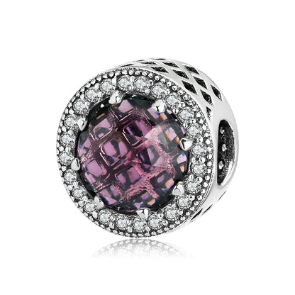 100% autentico argento sterling 925, cuore rosa, perline di zirconi trasparenti, compatibile con i charm europei originali, braccialetti e creazione di gioielli